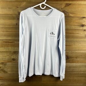 Vineyard Vines Womens Shirt Long Sleeve Crew Graphic Winter Snow Blue Large